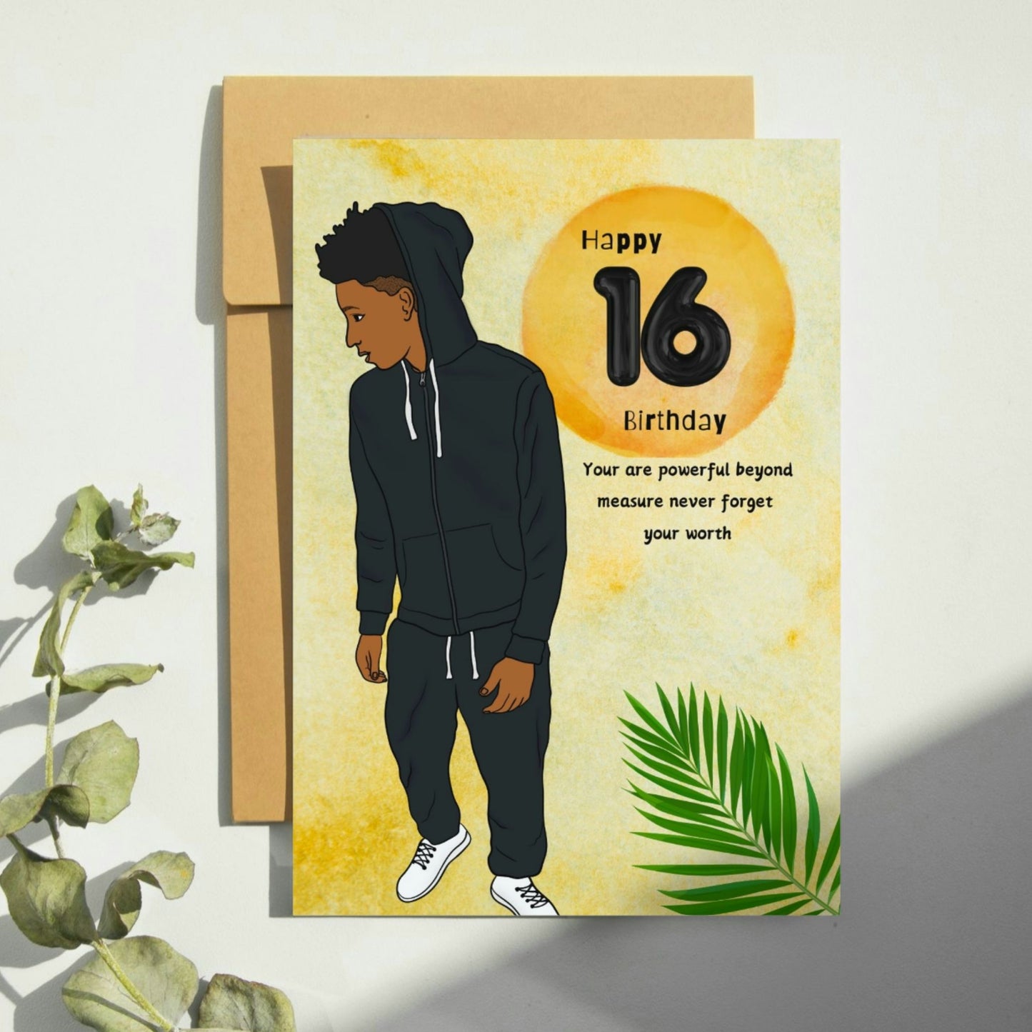 16th Black Boy Birthday Card