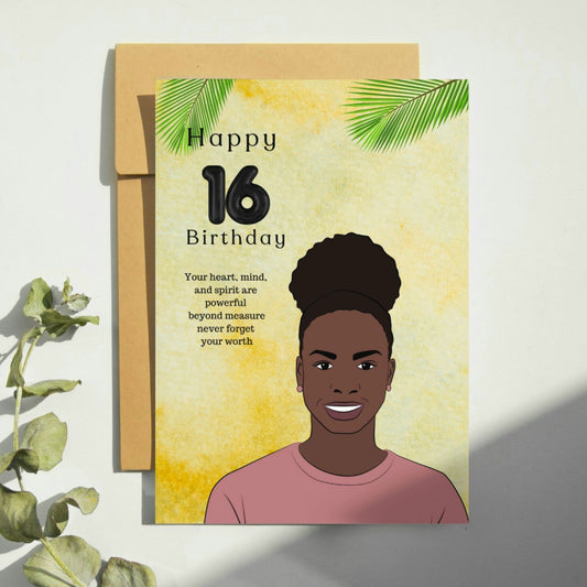 Sweet 16th Black Girl Birthday Card