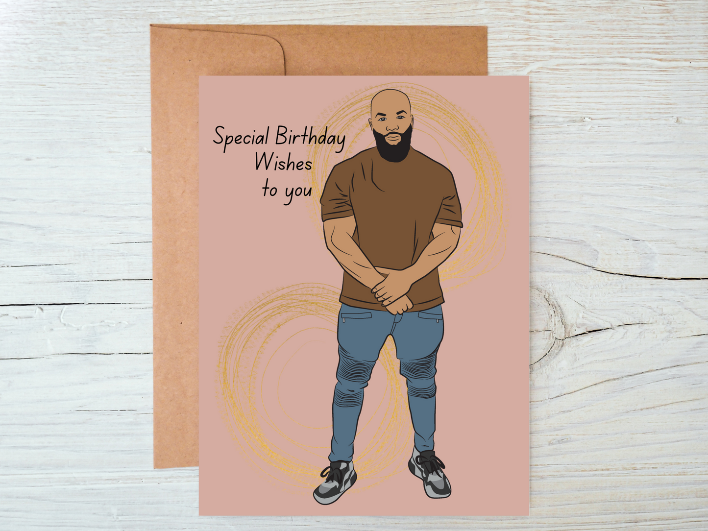 Nathaniel Black Fitness Bald Man Greeting Card