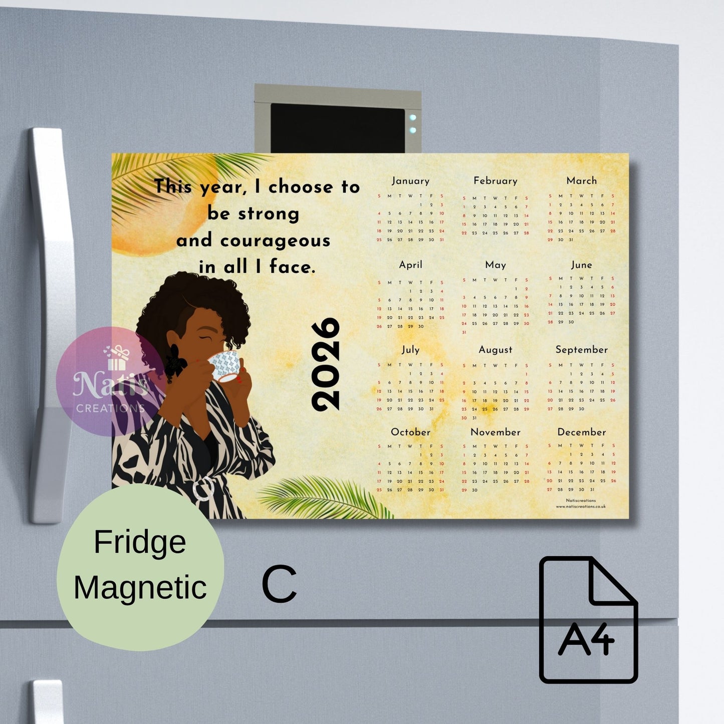 Magnetic Fridge Calendar 2026