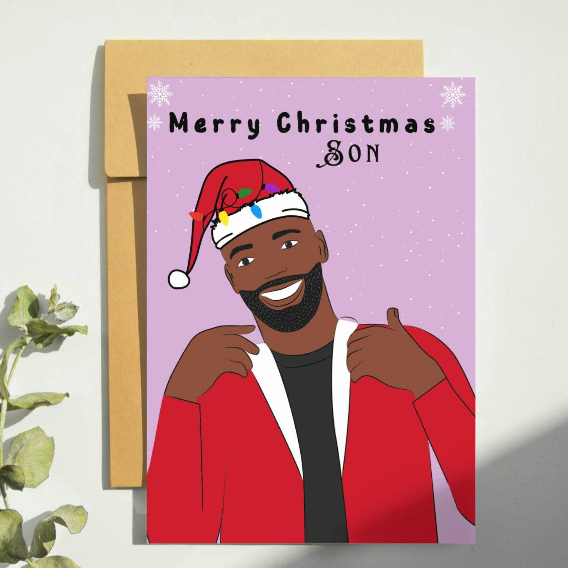 Son black woman Christmas cards 