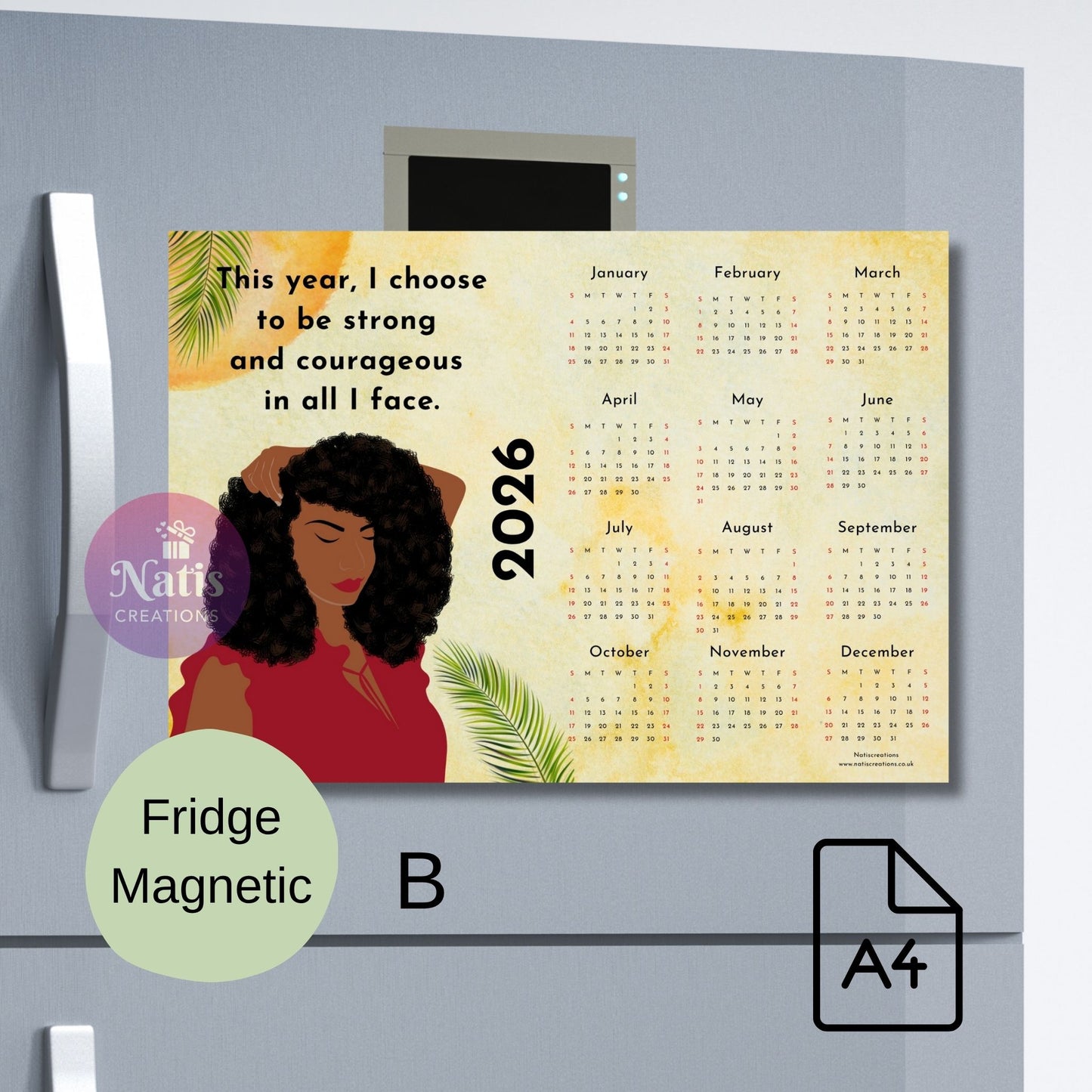 Magnetic Fridge Calendar 2026