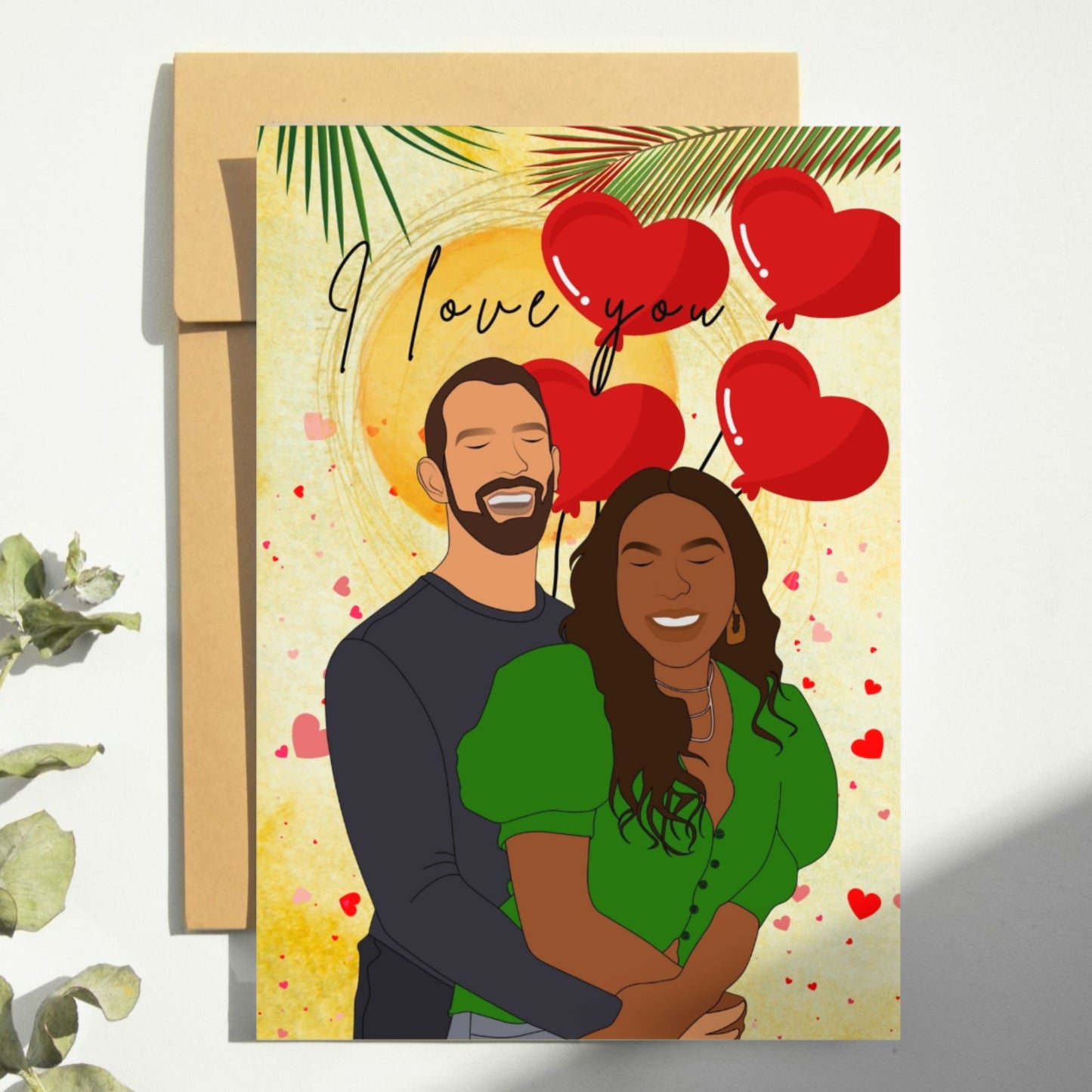 Afrocentric Valentine’s Day card celebrating Black love by Natis Creations UK