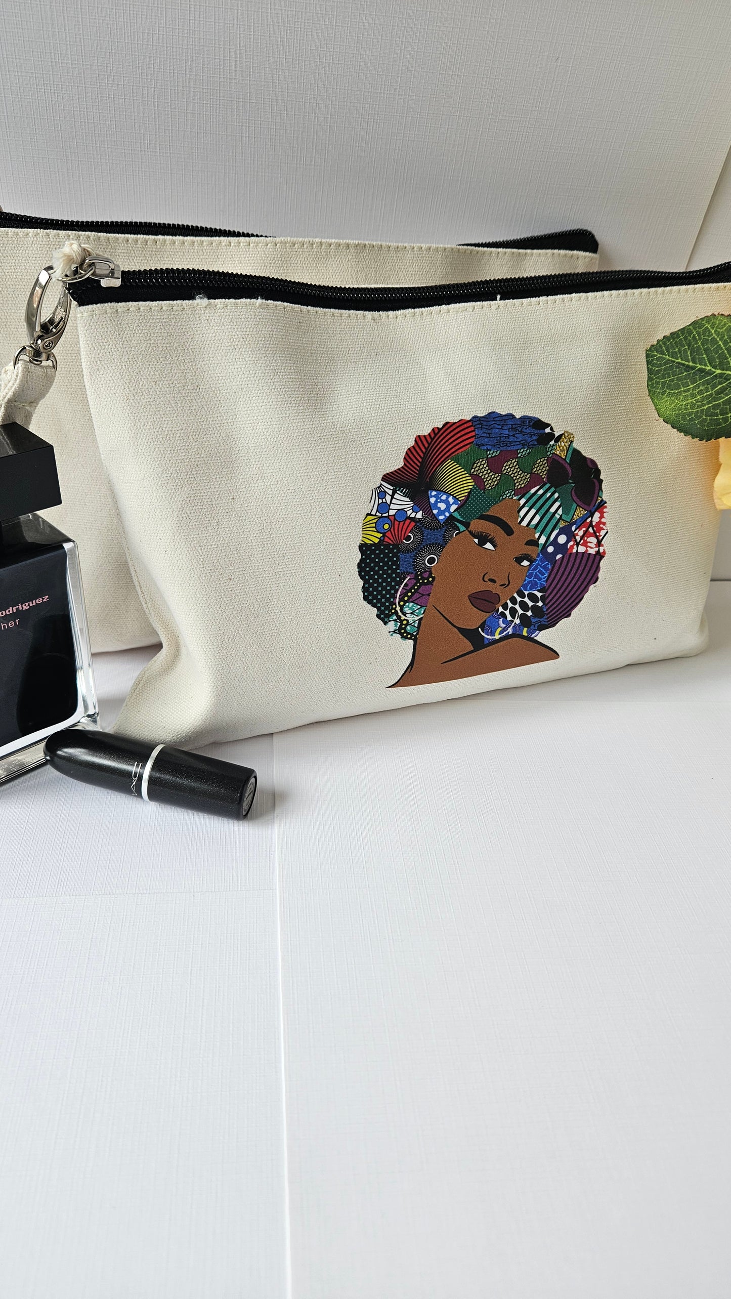 Afrocentric Black Woman Canvas Wristlet Pouch