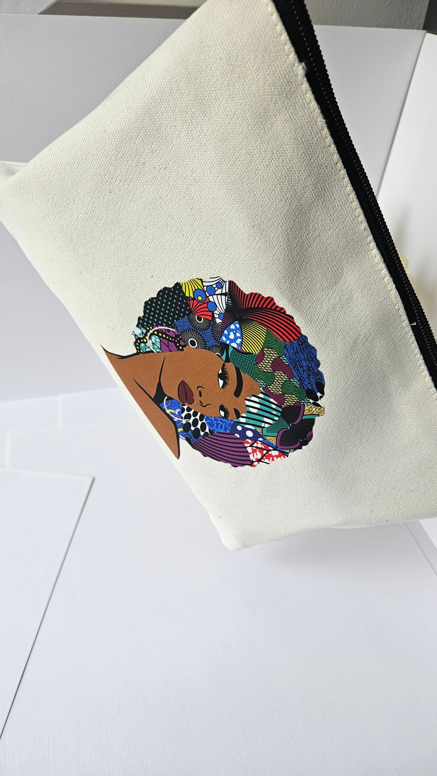 Afrocentric Black Woman Canvas Wristlet Pouch