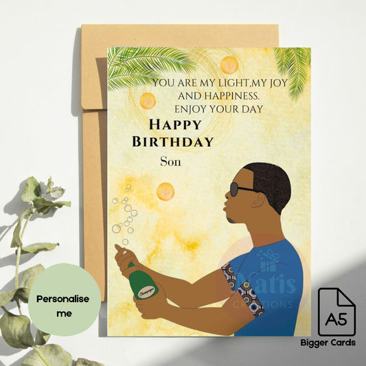 Son with Champagne Bottle