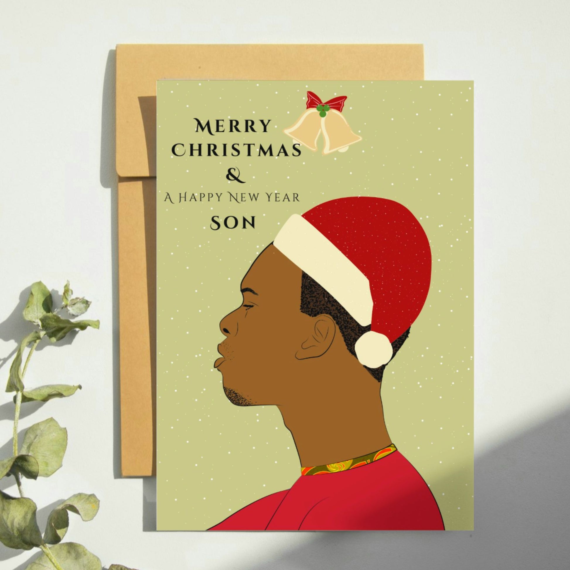 Son black woman Christmas cards 