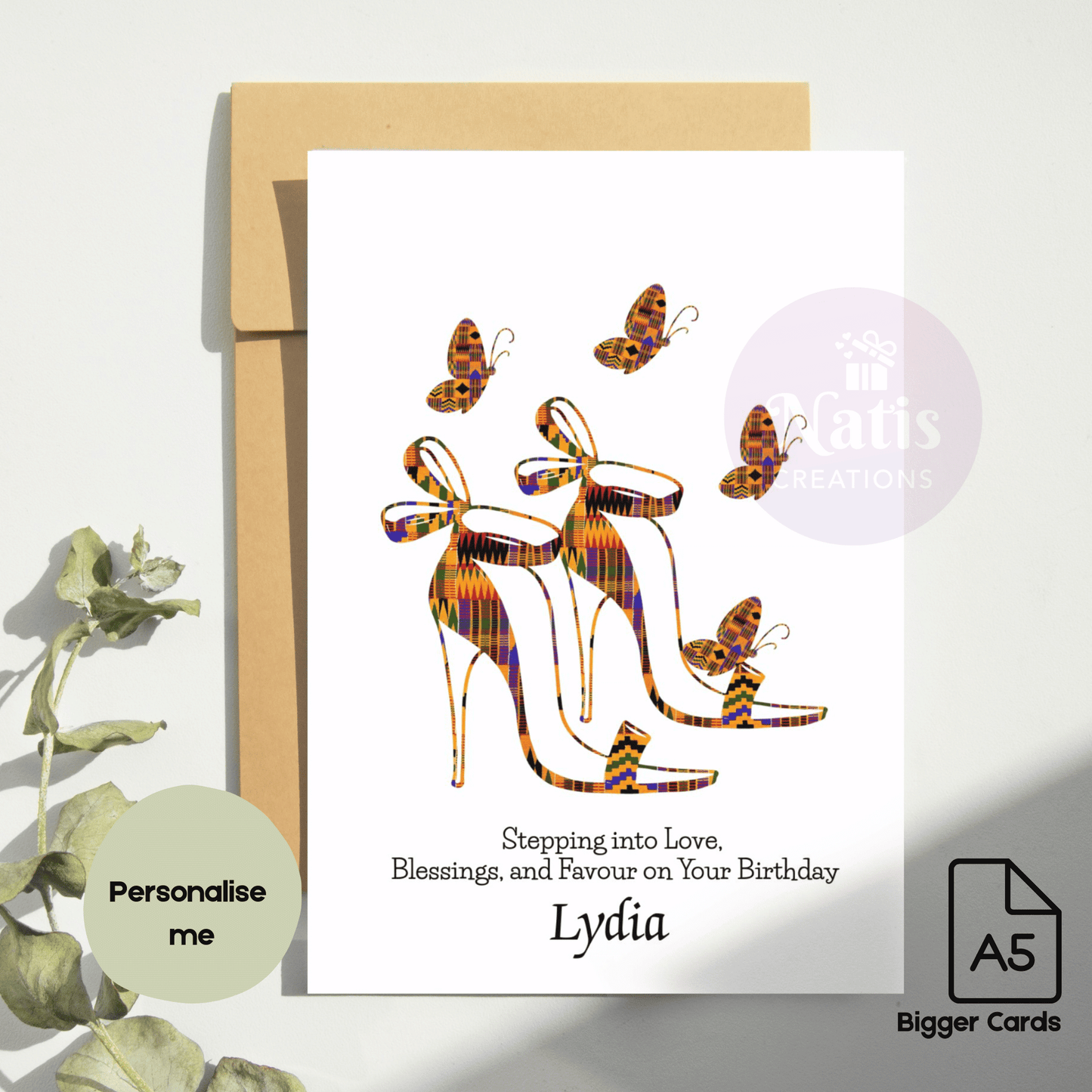 Stepping Into Love African Kente Print Birthday Card- Cards for Women
