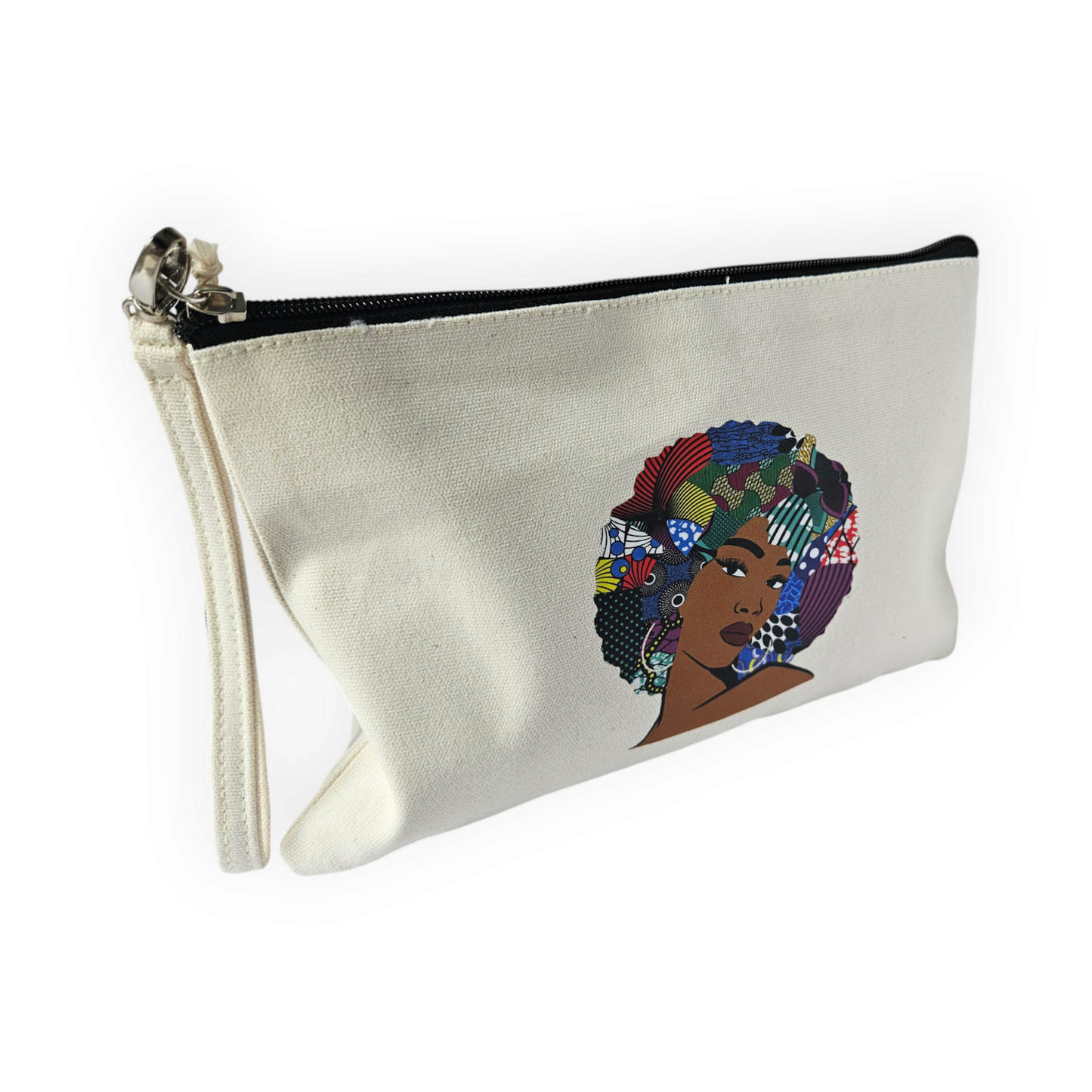 Afrocentric Black Woman Canvas Wristlet Pouch