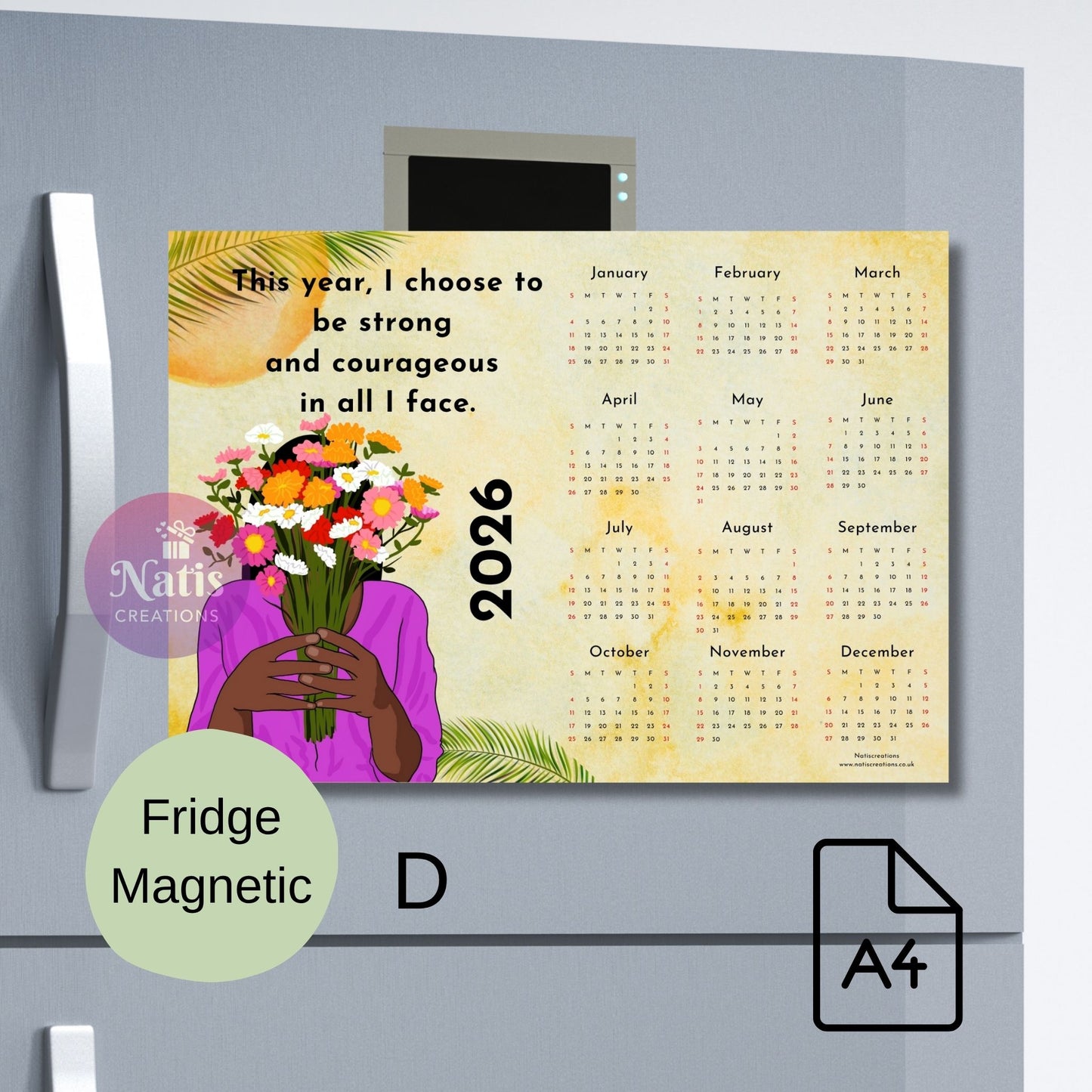 Magnetic Fridge Calendar 2026