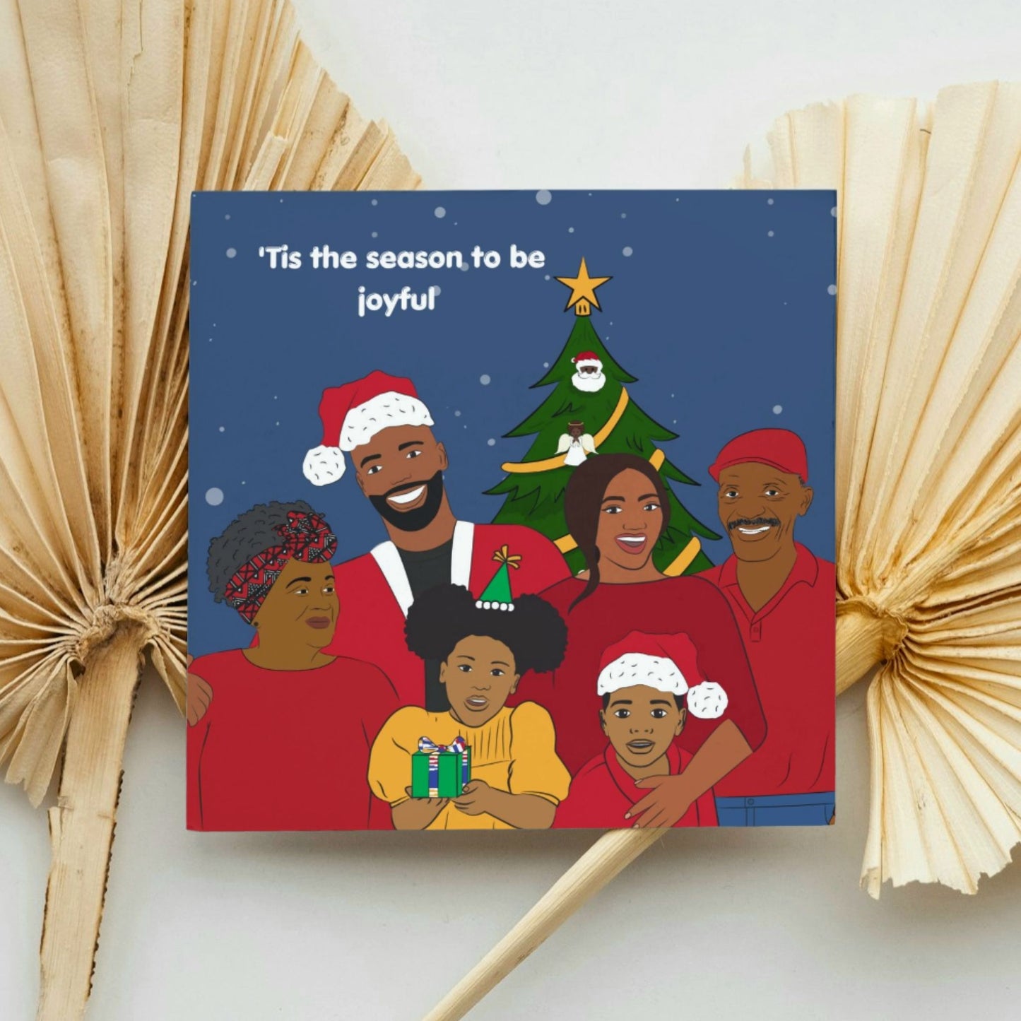 Black Afro-Caribbean Extended Family Christmas Card