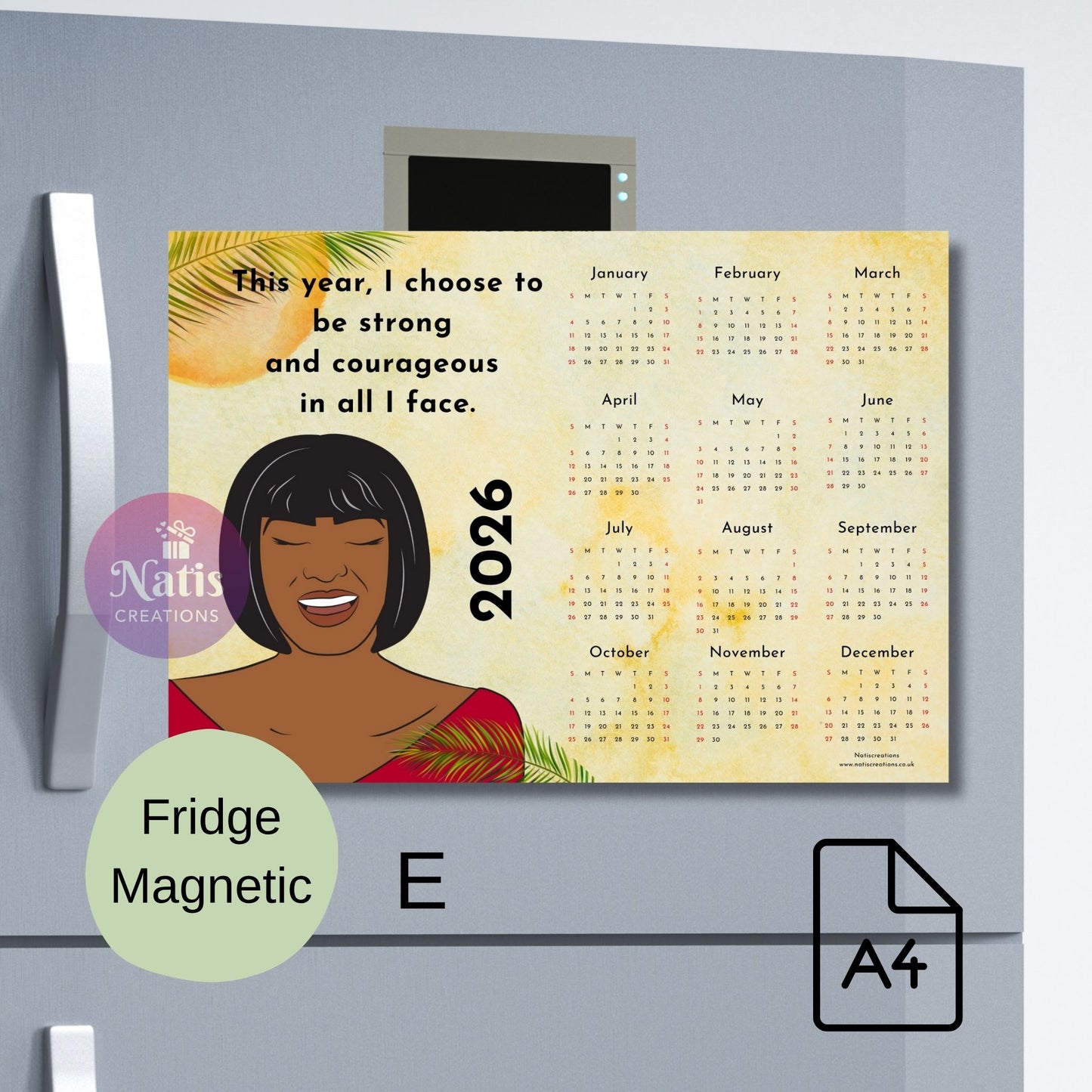 Magnetic Fridge Calendar 2026