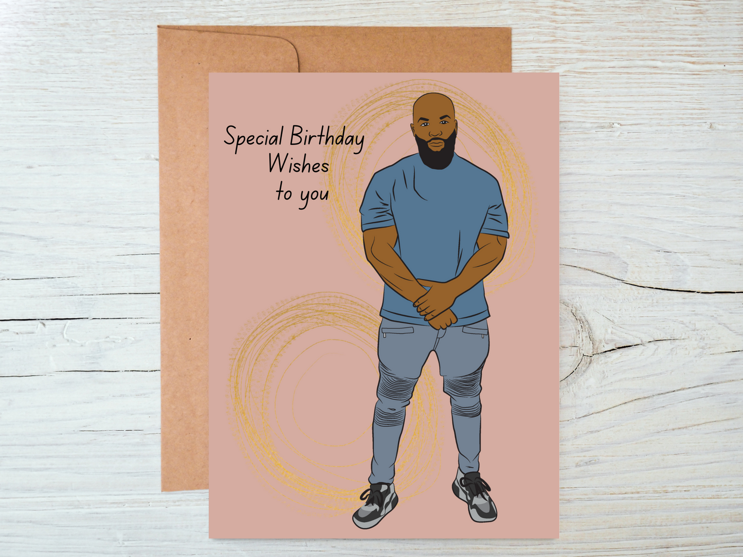 Nathaniel Black Fitness Bald Man Greeting Card