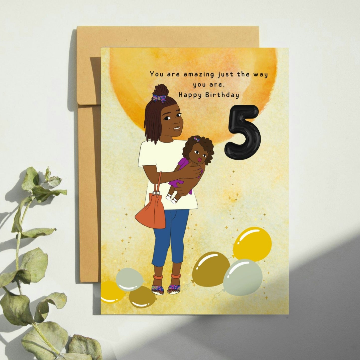 5th  Black Girl  Birthday Card