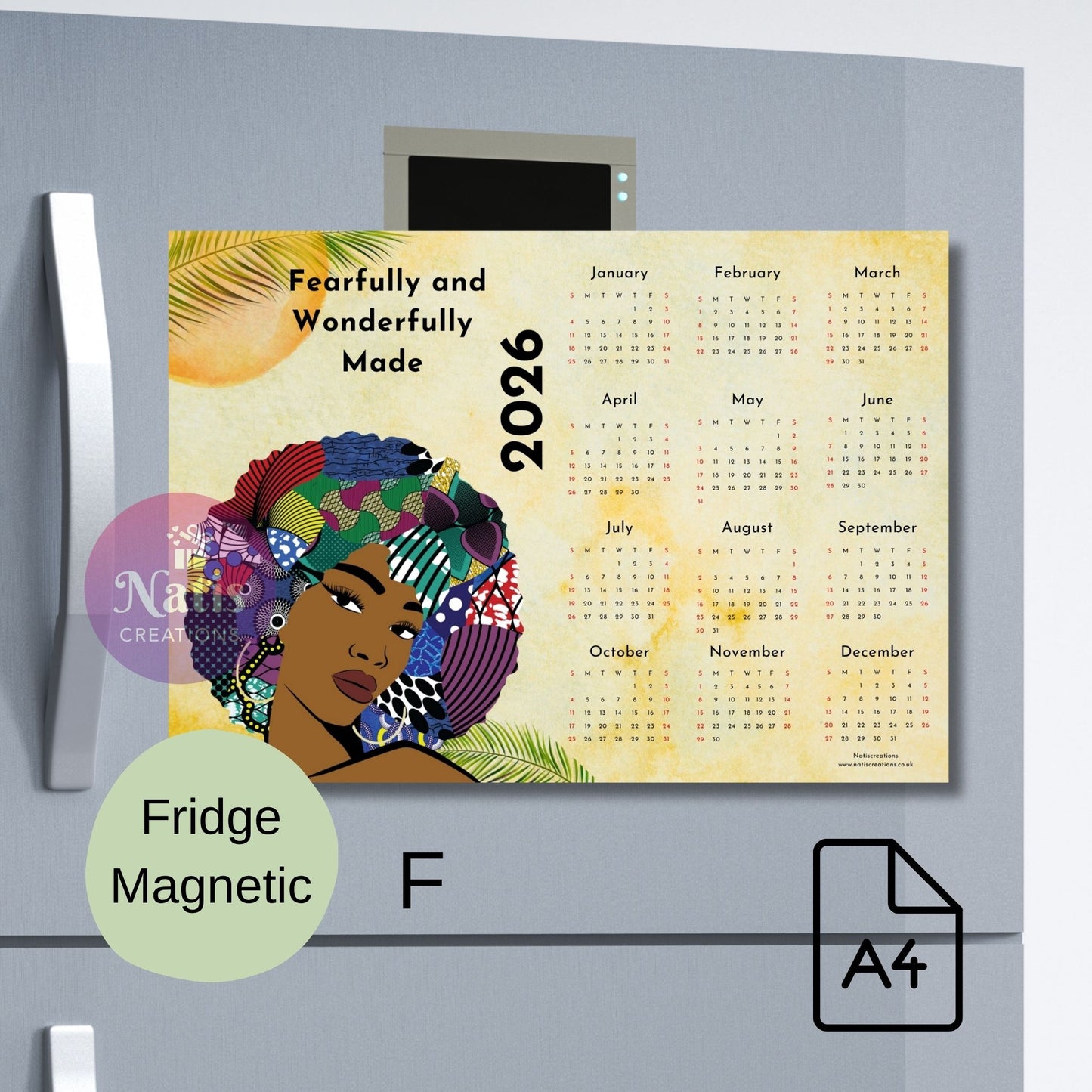 Magnetic Fridge Calendar 2026