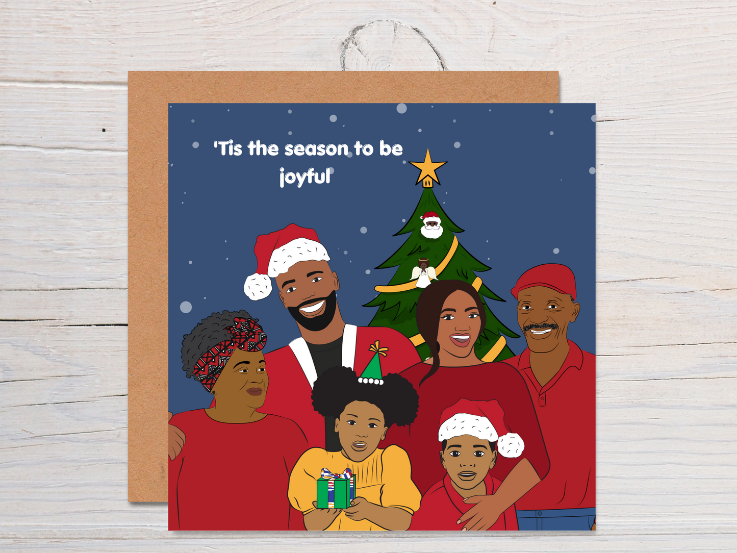 Black Afro-Caribbean Extended Family Christmas Card