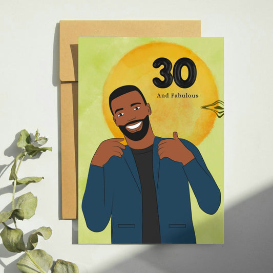 30th Black Man Birthday Card