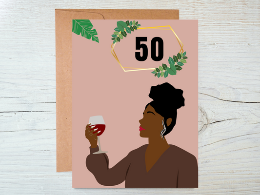 50 And 60th Birthday Black Woman Age Card