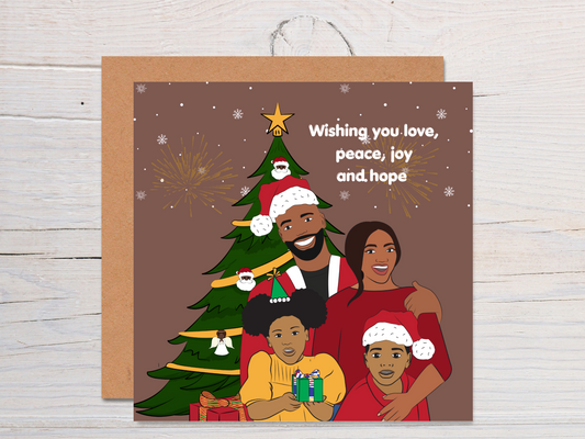 Black Afro-Caribbean Family Christmas Card