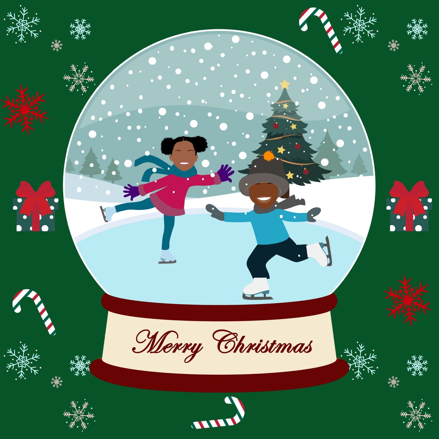 Christmas Winter Globe Children Greeting Cards