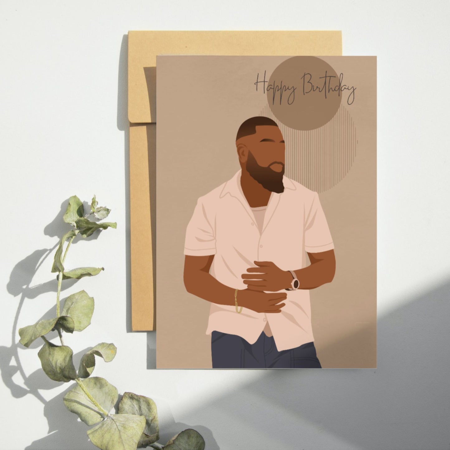 Black Bearded Man Birthday Greetings Card