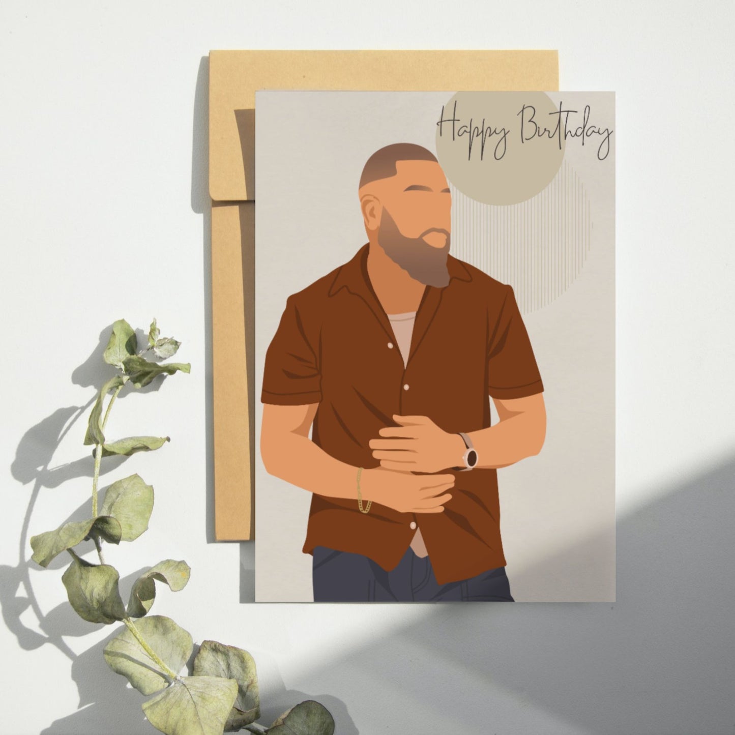 Black Bearded Man Birthday Greetings Card