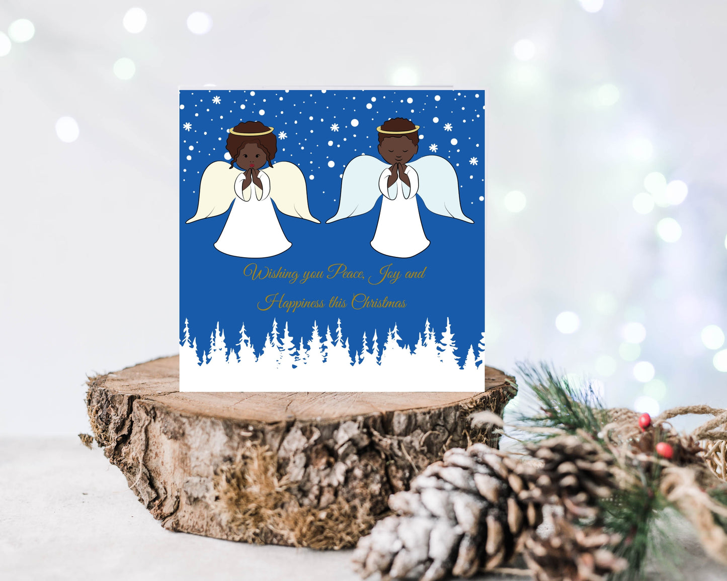 Christmas Black Angels Greeting Card