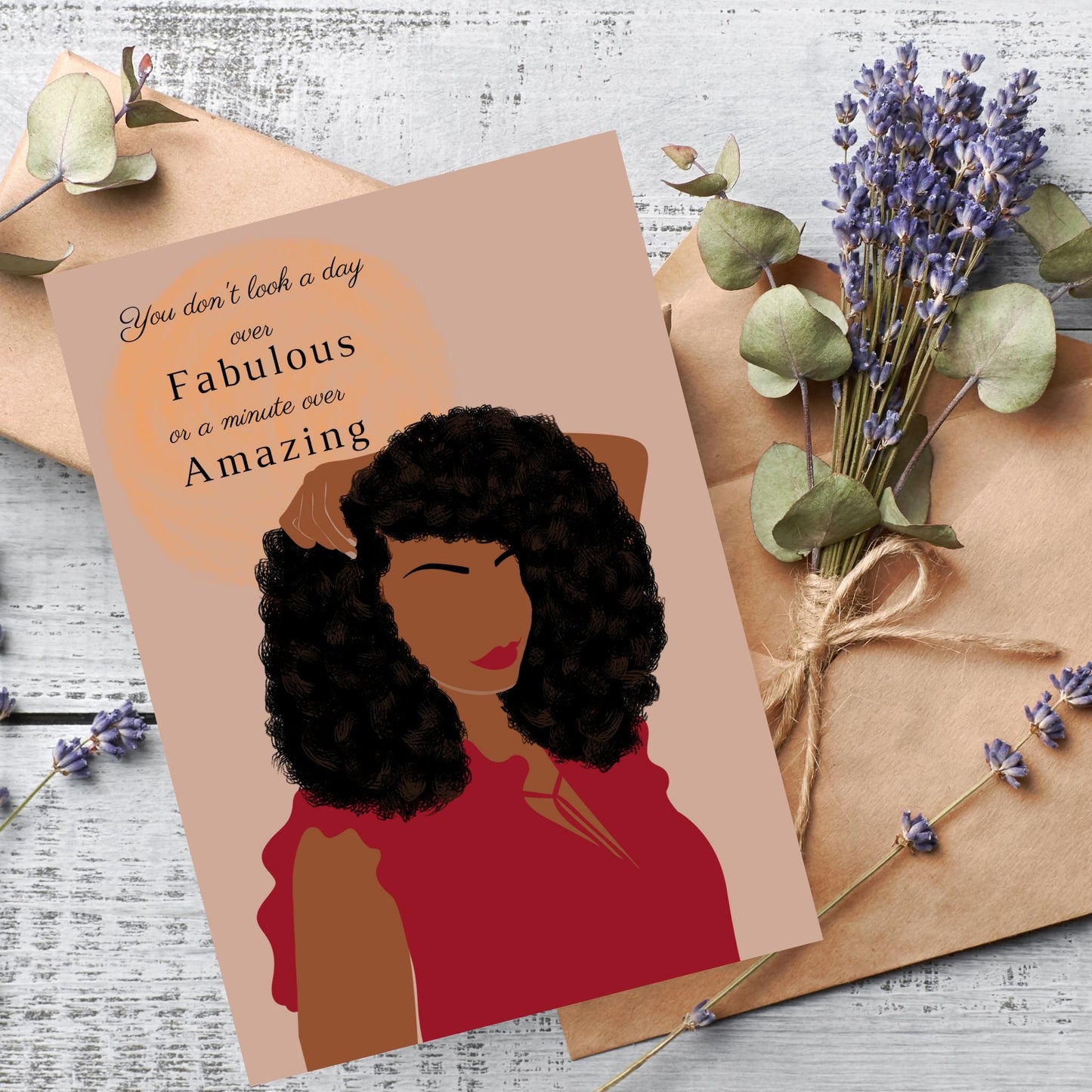 Black /light skinned woman birthday card 