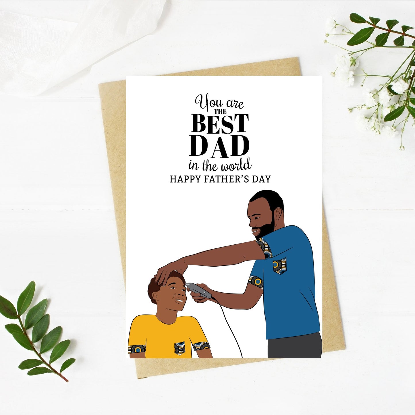 Black Dad And Son Father's Day, Birthday Card