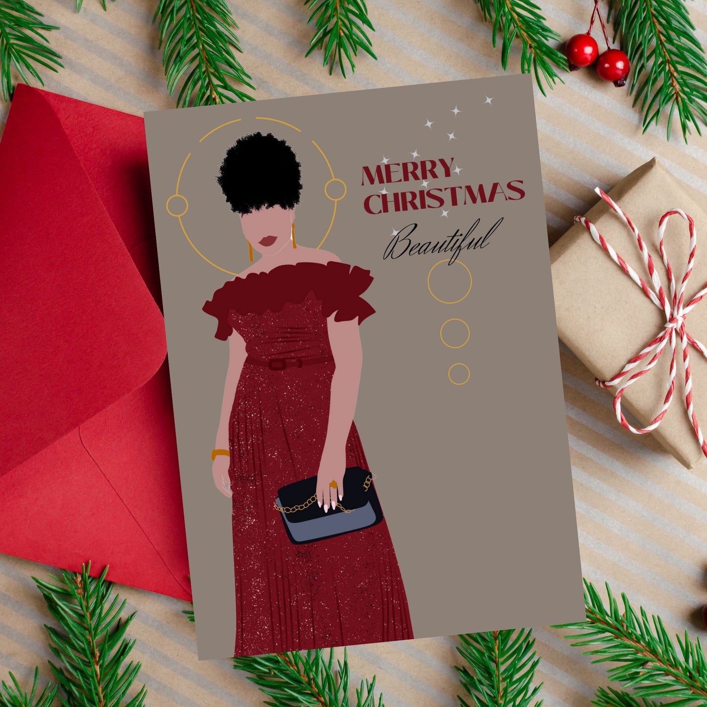 Afrocentic Black Girl Christmas Card