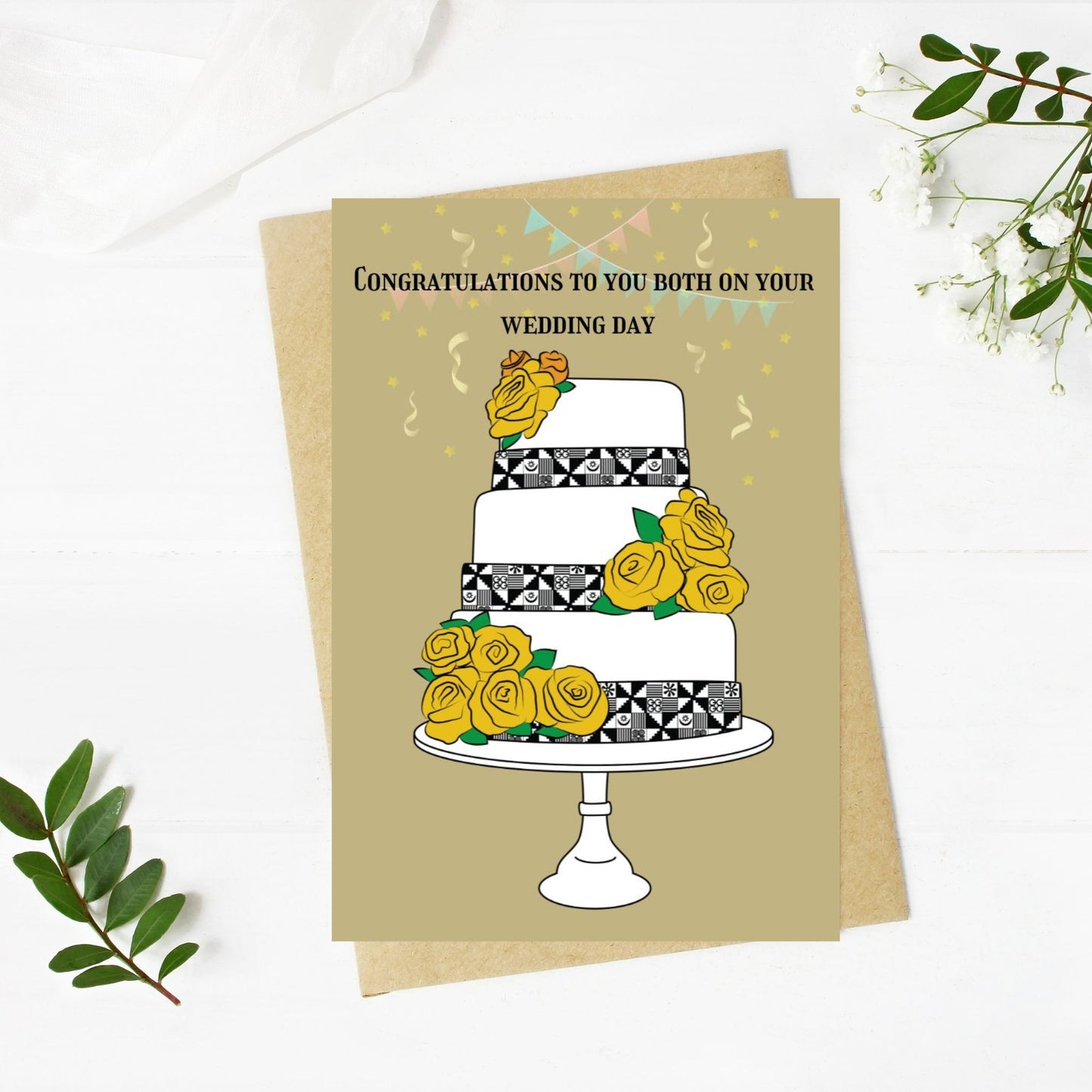 Kente African Inspired Wedding Cake Greeting Card