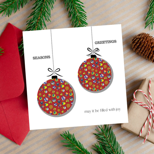 Christmas Red Baubles Greeting Cards